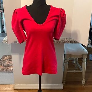 Free People Red Women's Top with Should Pad like sleeves
